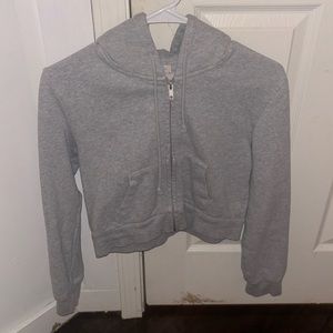 brandy melville john galt cropped hoodie in grey